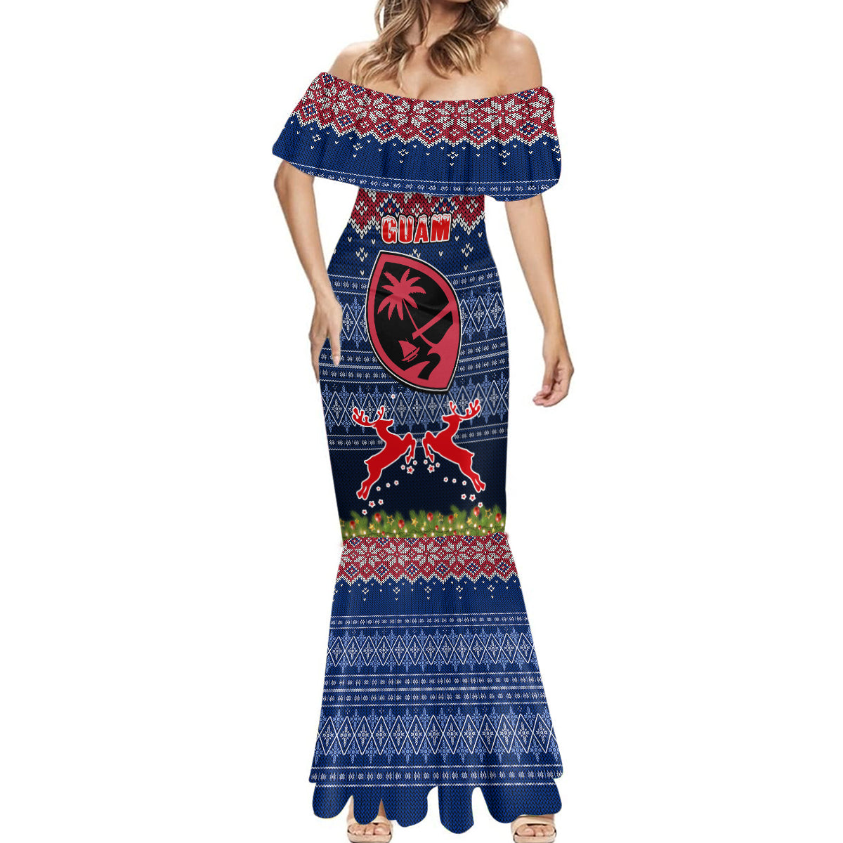 Guam Christmas Mermaid Dress Chamorro Guam Tattoos Beautiful Merry Xmas Snowflake LT03 - Polynesian Pride