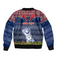 Personalised Guam Christmas Bomber Jacket Chamorro Guam Tattoos Beautiful Merry Xmas Snowflake LT03 - Polynesian Pride