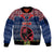 Personalised Guam Christmas Sleeve Zip Bomber Jacket Chamorro Guam Tattoos Beautiful Merry Xmas Snowflake LT03 Unisex Blue - Polynesian Pride