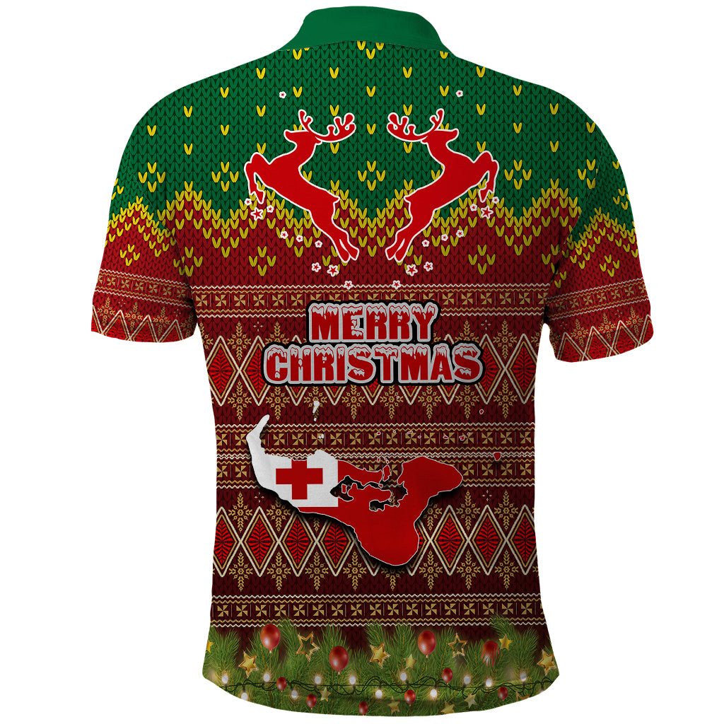 Tonga Christmas Polo Shirt Coat of Arms and Map Beautiful Merry Xmas Snowflake LT03 - Polynesian Pride