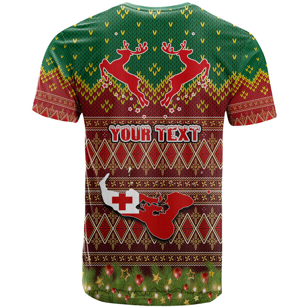 Personalised Tonga Christmas T Shirt Coat of Arms and Map Beautiful Merry Xmas Snowflake LT03 - Polynesian Pride