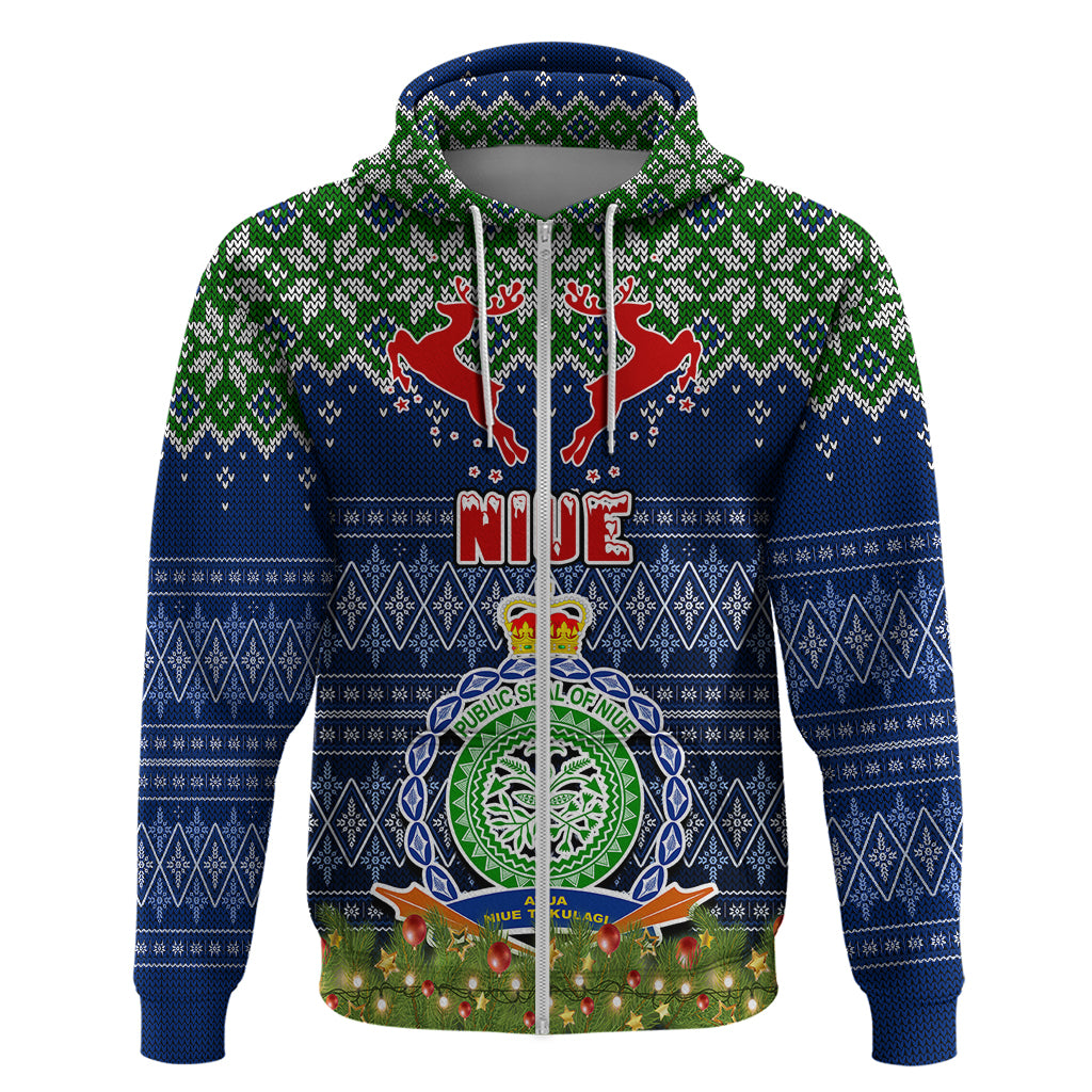 Niue Christmas Hoodie Coat of Arms and Map Beautiful Merry Xmas Snowflake LT03 - Polynesian Pride