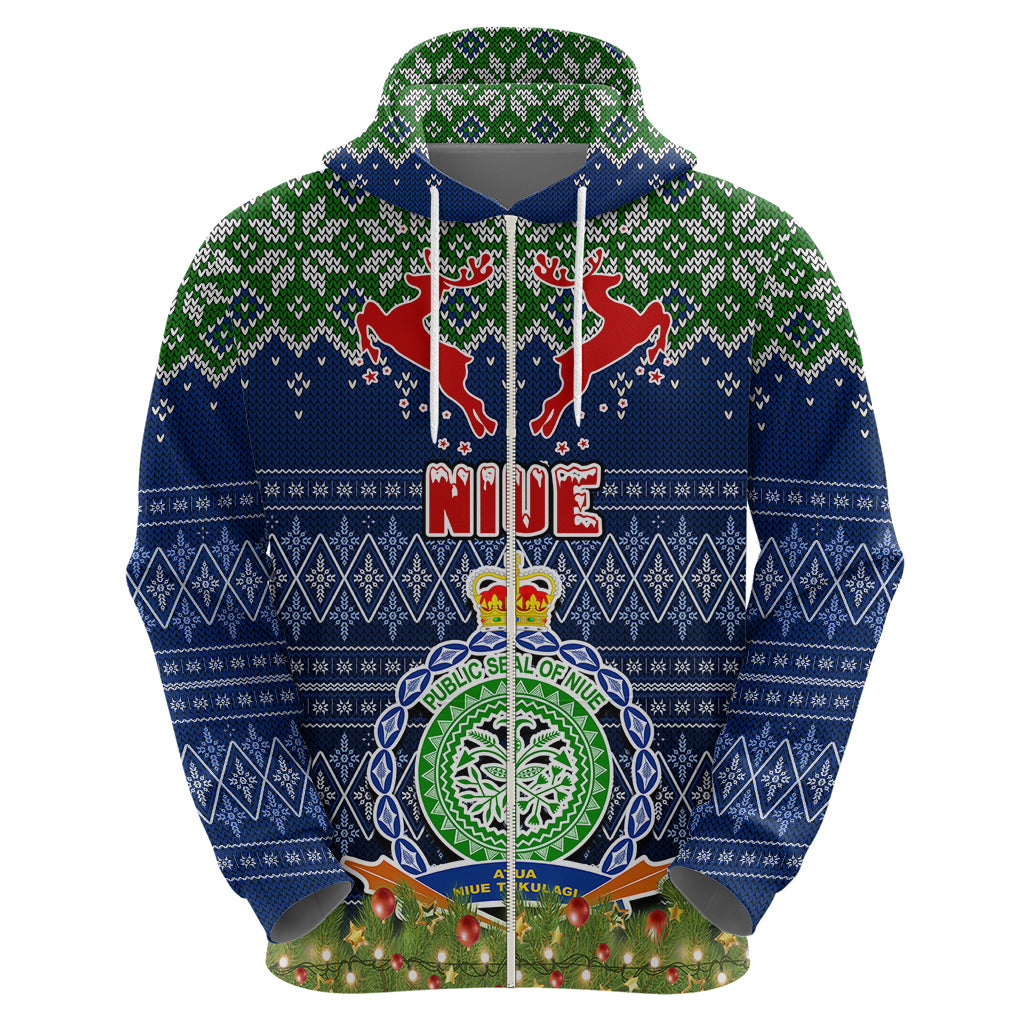 Niue Christmas Hoodie Coat of Arms and Map Beautiful Merry Xmas Snowflake LT03 - Polynesian Pride