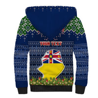 Personalised Niue Christmas Sherpa Hoodie Coat of Arms and Map Beautiful Merry Xmas Snowflake LT03 - Polynesian Pride