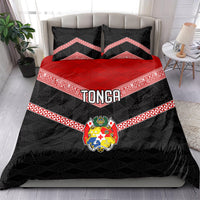 Tonga Bedding Set Tonga Coat of Arms with Seamless Tapa Ngatu Pattern LT03 - Polynesian Pride