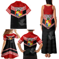 Tonga Family Matching Tank Maxi Dress and Hawaiian Shirt Tonga Coat of Arms with Seamless Tapa Ngatu Pattern LT03 - Polynesian Pride