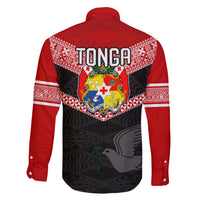 Tonga Family Matching Tank Maxi Dress and Hawaiian Shirt Tonga Coat of Arms with Seamless Tapa Ngatu Pattern LT03 - Polynesian Pride