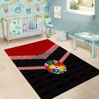 Personalised Tonga Area Rug Tonga Coat of Arms with Seamless Tapa Ngatu Pattern LT03 - Polynesian Pride