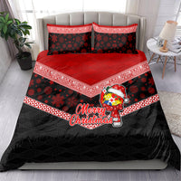 Tonga Christmas Bedding Set Tongan Coat of Arms Santa With Ngatu Pattern Christmas Red Style LT03 - Polynesian Pride