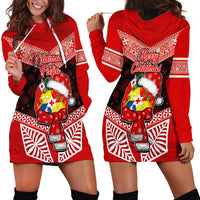 Tonga Christmas Hoodie Dress Tongan Coat of Arms Santa With Ngatu Pattern Christmas Red Style LT03 - Polynesian Pride