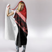 Personalised Tonga Christmas Hooded Blanket Tongan Coat of Arms Santa With Ngatu Pattern Christmas Red Style LT03 - Polynesian Pride