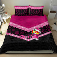 Personalised Tonga Christmas Bedding Set Tongan Coat of Arms Santa With Ngatu Pattern Christmas Pink Style LT03 - Polynesian Pride
