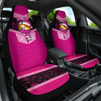Personalised Tonga Christmas Car Seat Cover Tongan Coat of Arms Santa With Ngatu Pattern Christmas Pink Style LT03 One Size Pink - Polynesian Pride