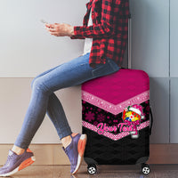 Personalised Tonga Christmas Luggage Cover Tongan Coat of Arms Santa With Ngatu Pattern Christmas Pink Style LT03 - Polynesian Pride