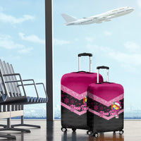 Personalised Tonga Christmas Luggage Cover Tongan Coat of Arms Santa With Ngatu Pattern Christmas Pink Style LT03 - Polynesian Pride