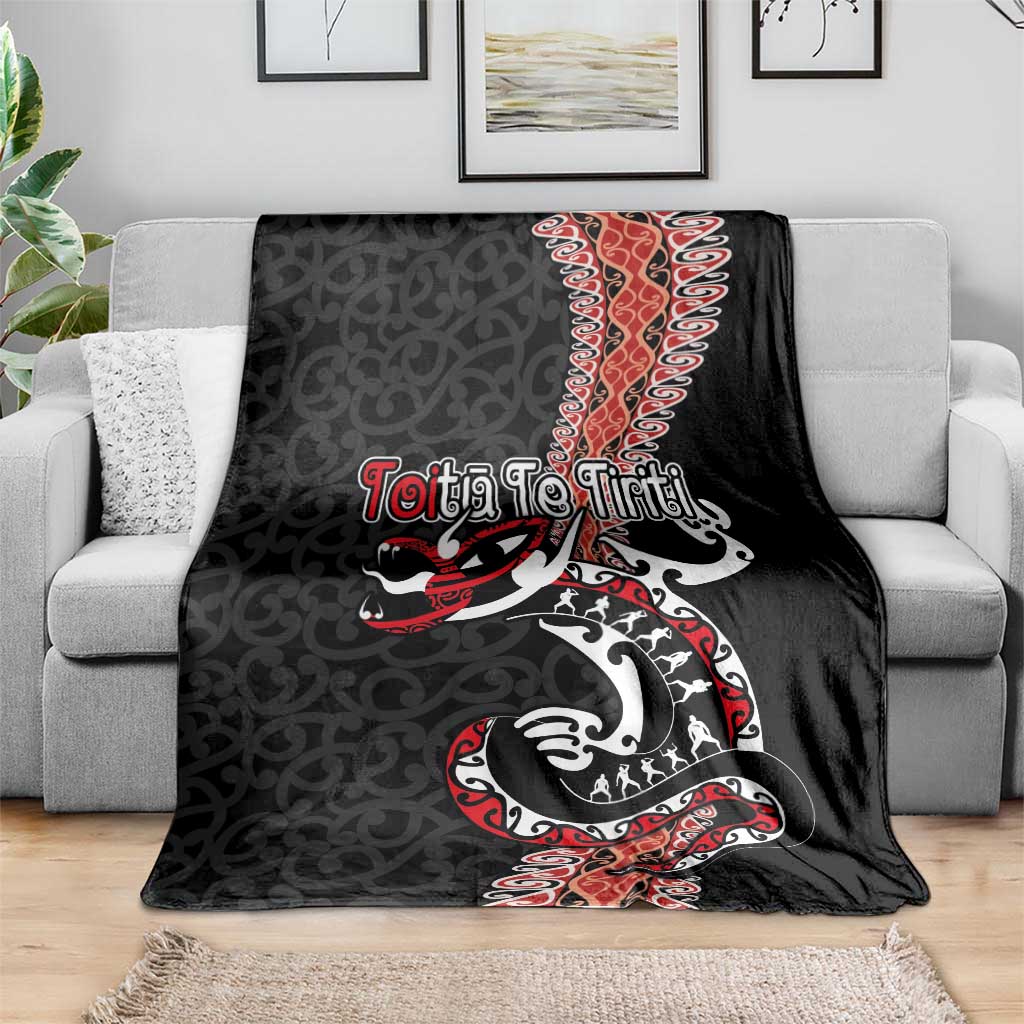 Aotearoa Toitu Te Tiriti Blanket Maori Taniwha Haka - Honour the Treaty LT03