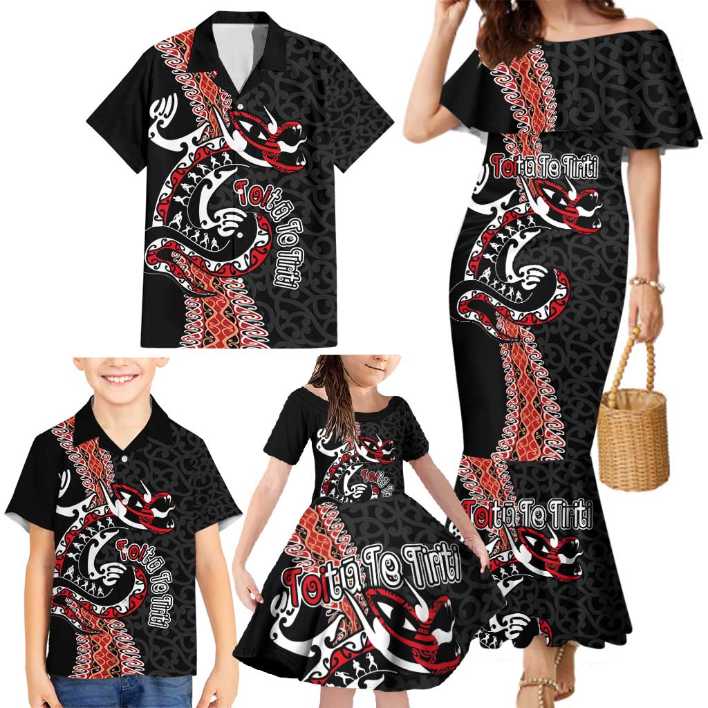 Aotearoa Toitu Te Tiriti Family Matching Mermaid Dress and Hawaiian Shirt Maori Taniwha Haka - Honour the Treaty LT03