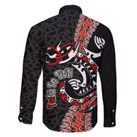 Aotearoa Toitu Te Tiriti Family Matching Off The Shoulder Long Sleeve Dress and Hawaiian Shirt Maori Taniwha Haka - Honour the Treaty LT03