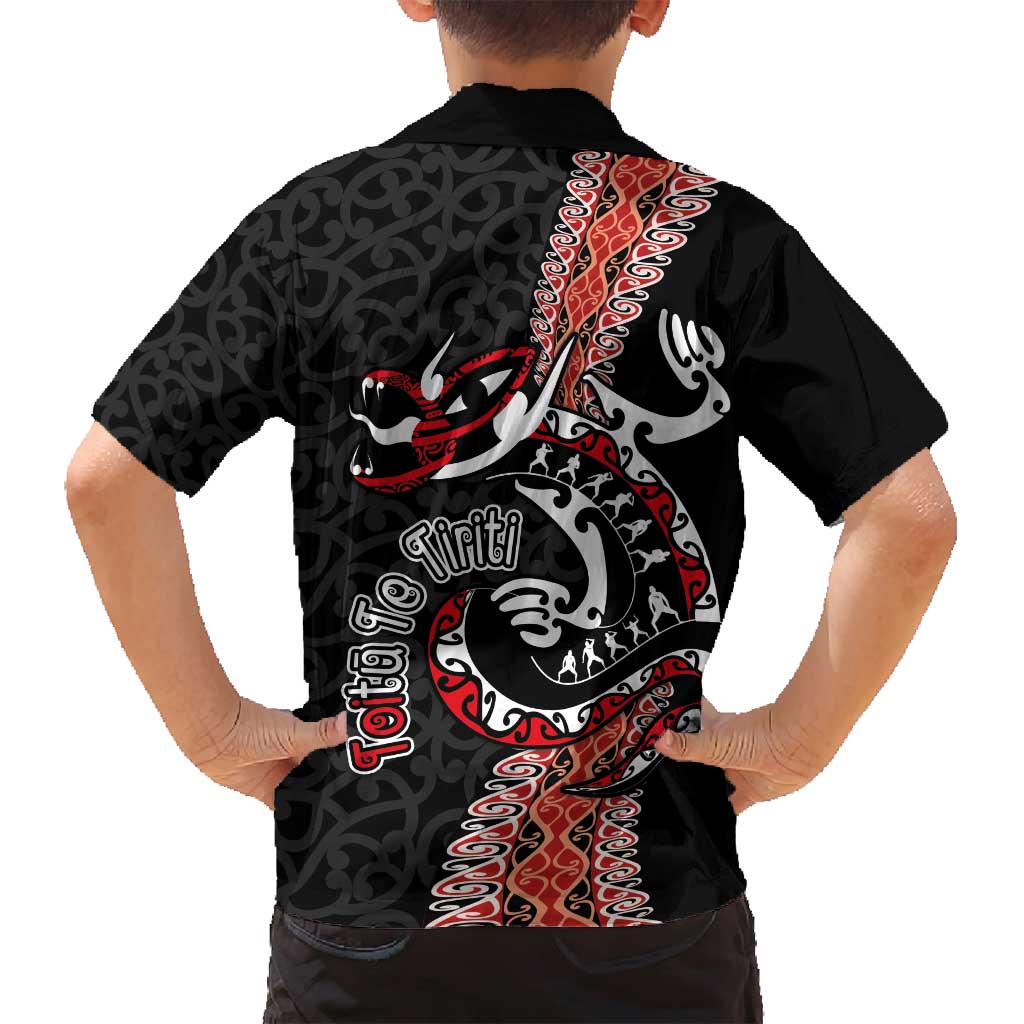 Aotearoa Toitu Te Tiriti Family Matching Tank Maxi Dress and Hawaiian Shirt Maori Taniwha Haka - Honour the Treaty LT03