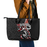 Aotearoa Toitu Te Tiriti Leather Tote Bag Maori Taniwha Haka - Honour the Treaty LT03