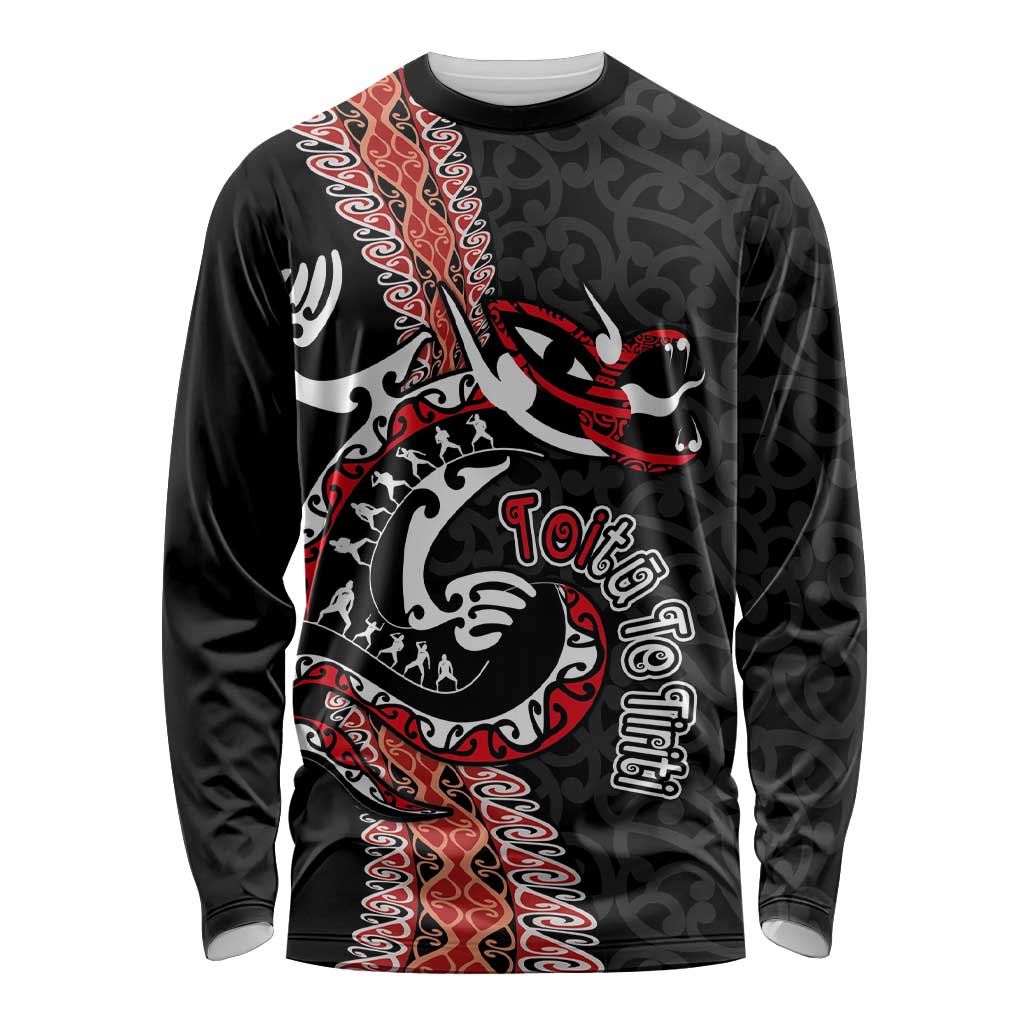 Aotearoa Toitu Te Tiriti Long Sleeve Shirt Maori Taniwha Haka - Honour the Treaty LT03