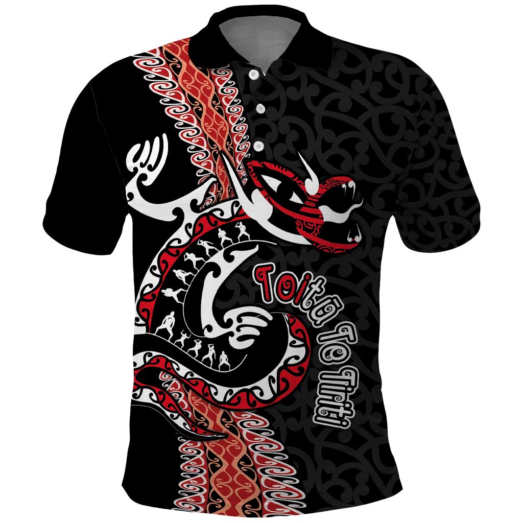 Aotearoa Toitu Te Tiriti Polo Shirt Maori Taniwha Haka - Honour the Treaty LT03