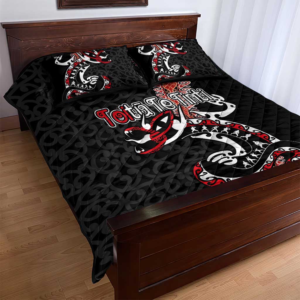 Aotearoa Toitu Te Tiriti Quilt Bed Set Maori Taniwha Haka - Honour the Treaty LT03