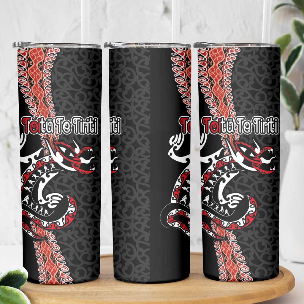 Aotearoa Toitu Te Tiriti Skinny Tumbler Maori Taniwha Haka - Honour the Treaty