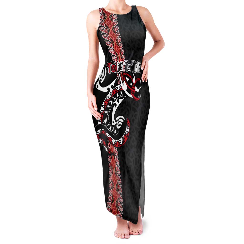 Aotearoa Toitu Te Tiriti Tank Maxi Dress Maori Taniwha Haka - Honour the Treaty LT03