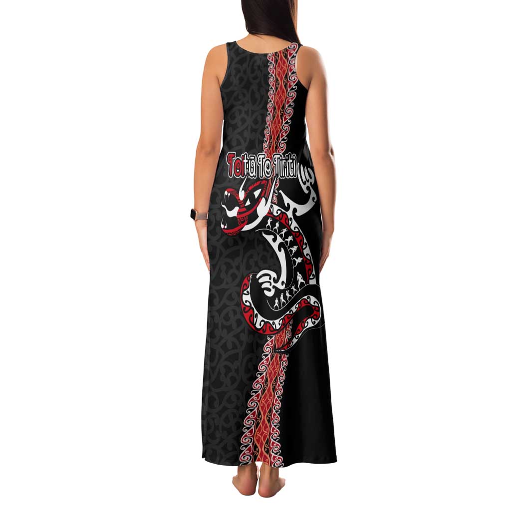 Aotearoa Toitu Te Tiriti Tank Maxi Dress Maori Taniwha Haka - Honour the Treaty LT03