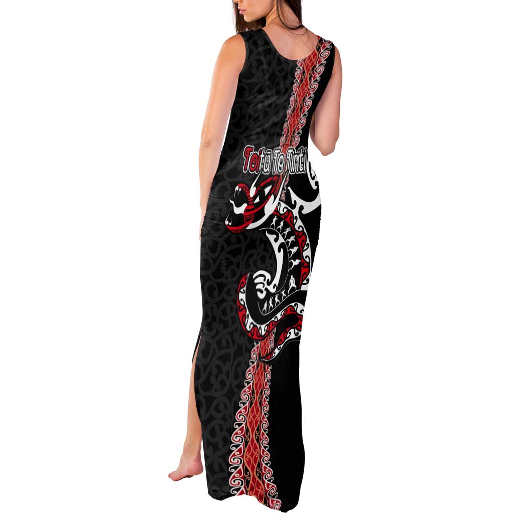 Aotearoa Toitu Te Tiriti Tank Maxi Dress Maori Taniwha Haka - Honour the Treaty LT03