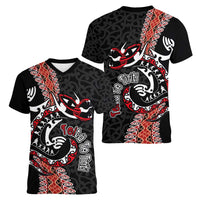 Aotearoa Toitu Te Tiriti Women V-Neck T-Shirt Maori Taniwha Haka - Honour the Treaty LT03