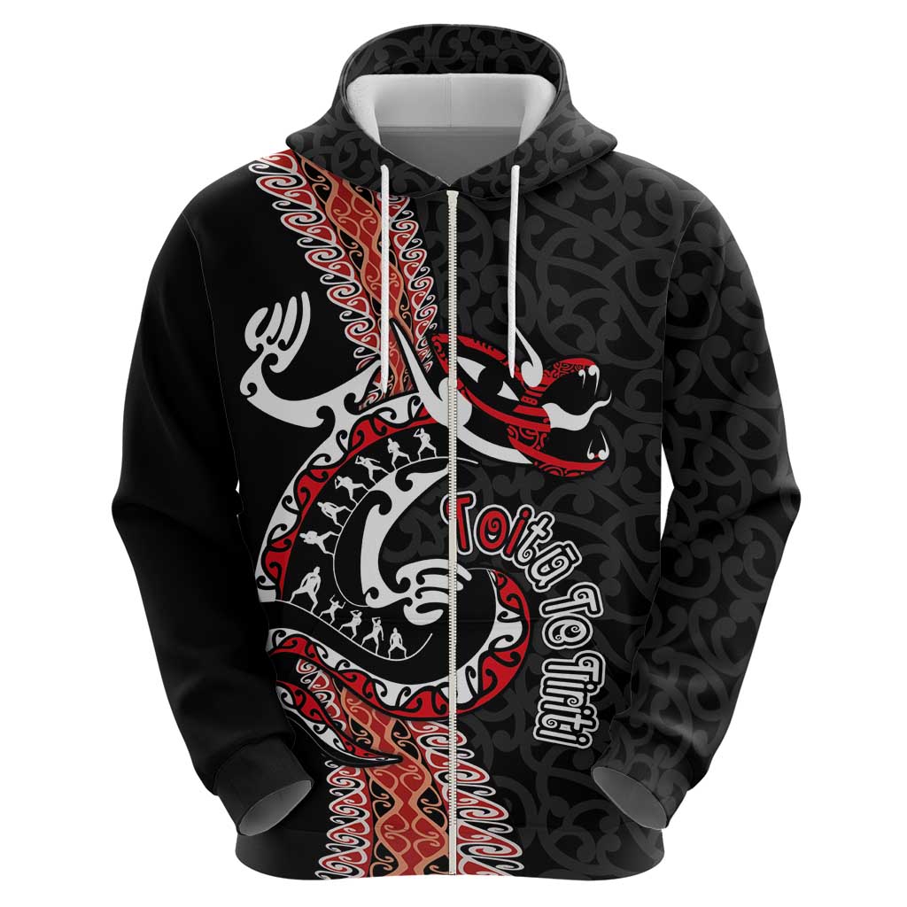 Aotearoa Toitu Te Tiriti Zip Hoodie Maori Taniwha Haka - Honour the Treaty LT03