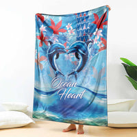Hawaiian Dolphin Love Couple - Ocean Heart Blanket