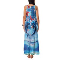 Hawaiian Dolphin Love Couple - Ocean Heart Family Matching Tank Maxi Dress and Hawaiian Shirt