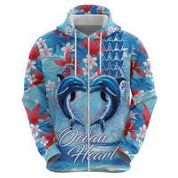 Hawaiian Dolphin Love Couple - Ocean Heart Hoodie