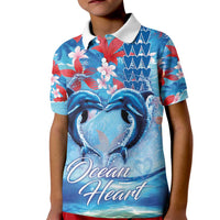 Hawaiian Dolphin Love Couple - Ocean Heart Kid Polo Shirt LT03 Kid Blue - Polynesian Pride