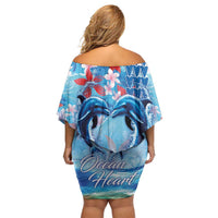 Hawaiian Dolphin Love Couple - Ocean Heart Off Shoulder Short Dress LT03 - Polynesian Pride