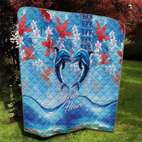 Hawaiian Dolphin Love Couple - Ocean Heart Quilt