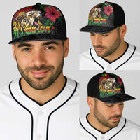 Hawaiian One Love Baseball Net Cap Reggae Lion Tropical Plants and Kakau with Tribal Pattern LT03 - Polynesian Pride