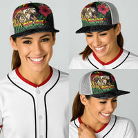 Hawaiian One Love Baseball Net Cap Reggae Lion Tropical Plants and Kakau with Tribal Pattern LT03 - Polynesian Pride