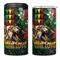 Hawaiian One Love 4 in 1 Can Cooler Tumbler Reggae Lion Tropical Plants and Kakau with Tribal Pattern LT03 One Size: 16 oz Black - Polynesian Pride