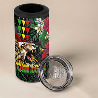 Hawaiian One Love 4 in 1 Can Cooler Tumbler Reggae Lion Tropical Plants and Kakau with Tribal Pattern LT03 - Polynesian Pride