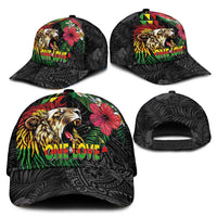 Hawaiian One Love Classic Cap Reggae Lion Tropical Plants and Kakau with Tribal Pattern LT03 - Polynesian Pride