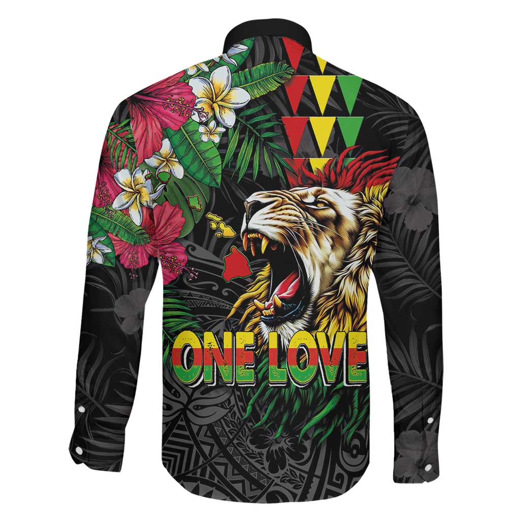 Hawaiian One Love Family Matching Mermaid Dress and Hawaiian Shirt Reggae Lion Tropical Plants and Kakau with Tribal Pattern