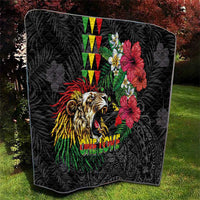 Hawaiian One Love Quilt Reggae Lion Tropical Plants and Kakau with Tribal Pattern LT03 - Polynesian Pride