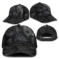 Hawaiian Tropical Plants and Tribal Whales Classic Cap Polynesian Art Tattoo Grayscale