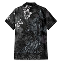 Hawaiian Tropical Plants and Tribal Whales Family Matching Mermaid Dress and Hawaiian Shirt Polynesian Art Tattoo Grayscale
