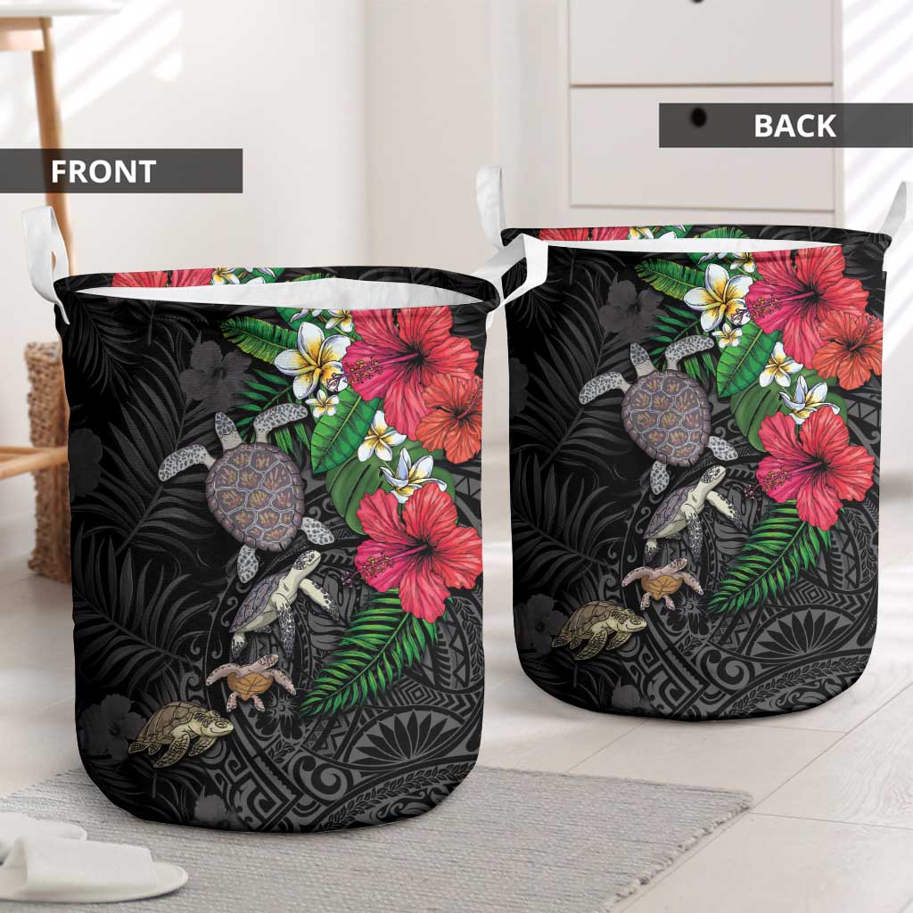 Hawaiian Tropical Plants and Turtles Laundry Basket Polynesian Art Motifs LT03 - Polynesian Pride