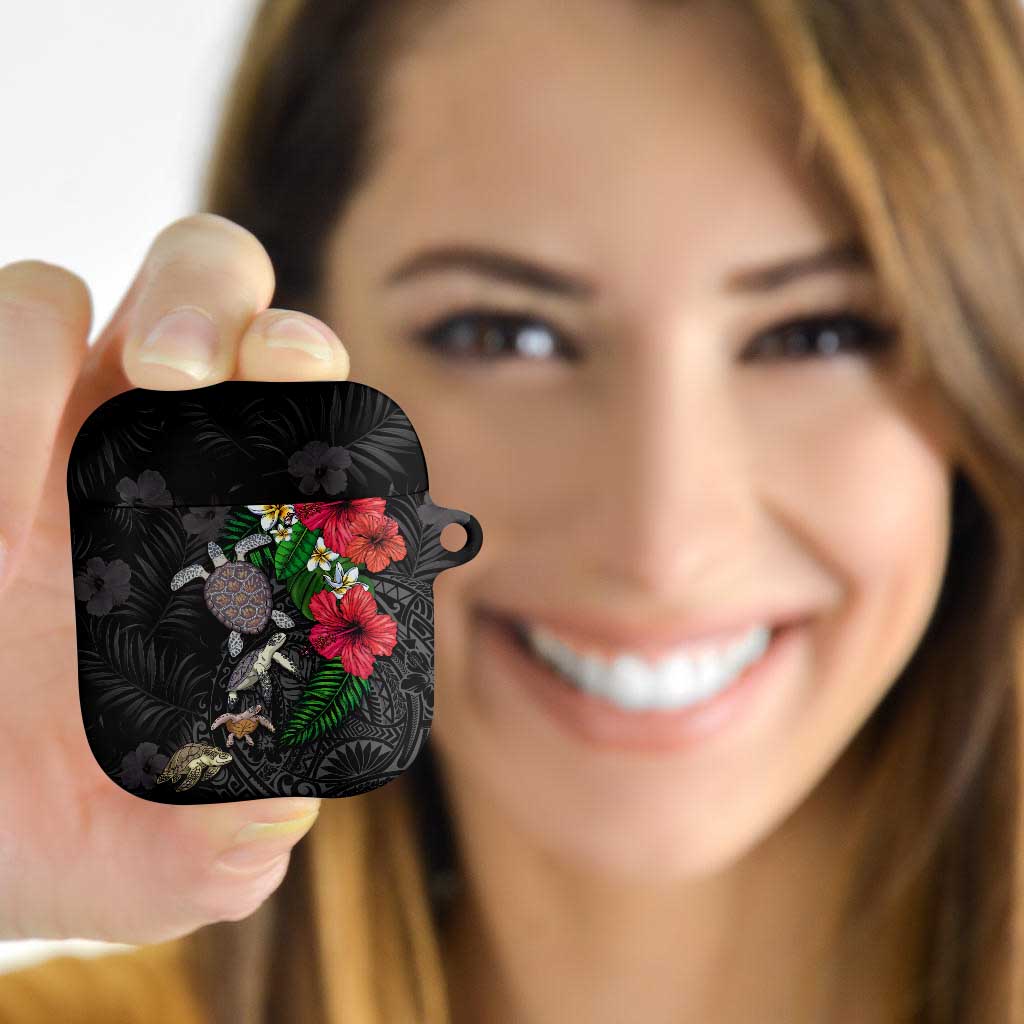 Hawaiian Tropical Plants and Turtles AirPods Case Polynesian Art Motifs